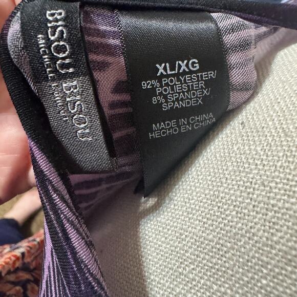 Bisou Bisou Purple & Black Dress Formal Cocktail sz XL stretchy abstract print - Picture 7 of 8